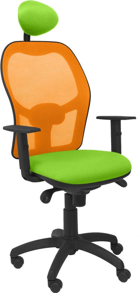 Jorquera Stuhl orangefarbenes Netzgeflecht Bali grün pistaziengrün Sitz mit fester Kopfstütze