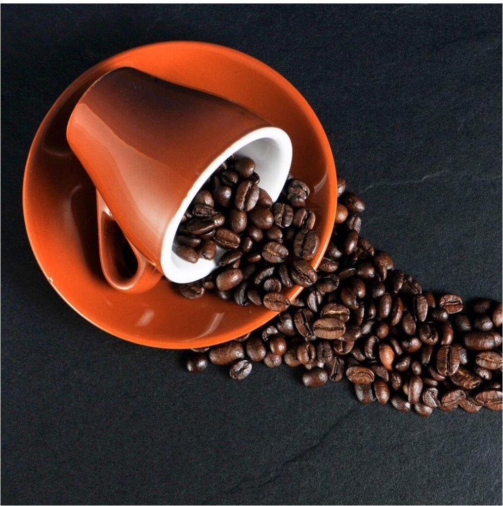 levandeo Glasbild 30x30cm Wandbild Glas Kaffee Küche Bohnen Tasse Coffee