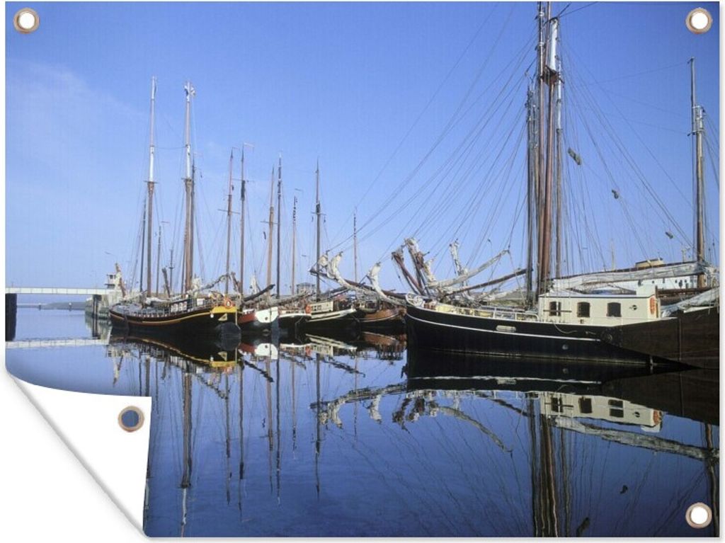 MuchoWow 40x30 cm Outdoor-Poster Gartendeko Sichtschutz Garten Poster für den Garten Segelboote im Hafen von Harlingen in Friesland