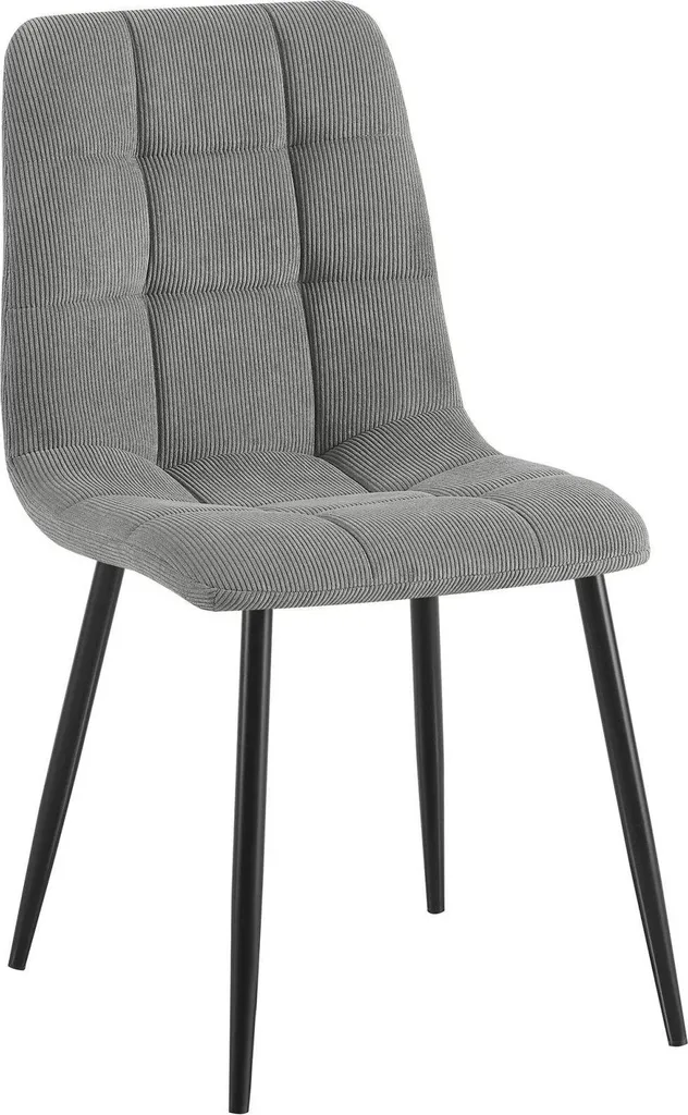 Sedia da pranzo - Sedia da cucina - Seduta confortevole, struttura in metallo, tessuto a coste grigio