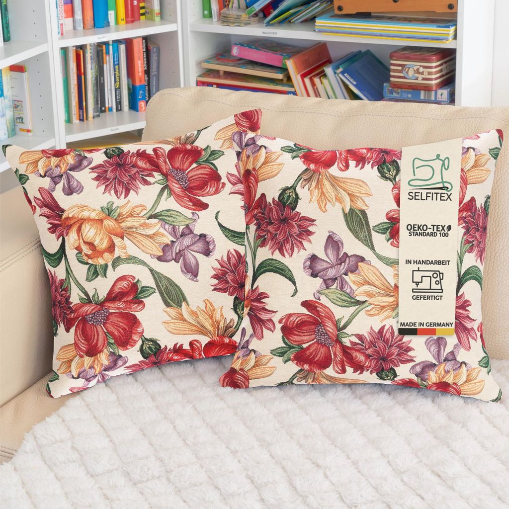 Selfitex 2er Set Bunte Couchkissen 50x50 cm, Sofakissen mit Füllung und Bezug, kuschelweiches Lesekissen, dekoratives Fernsehkissen, Deko- und Kop...