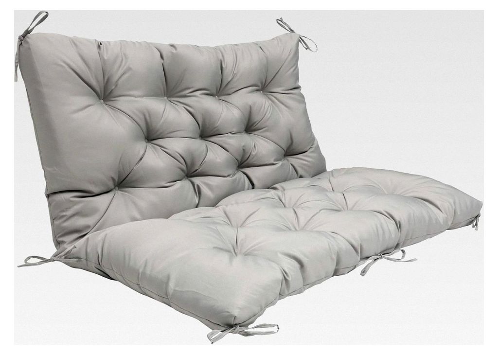 Sitzkissen für 2/3/4-Sitzer Gartenbank 150x100x10cm mit Bändern, Rückenkissen weich, wasserabweisend, für Gartenmöbel in Dunkelgrau