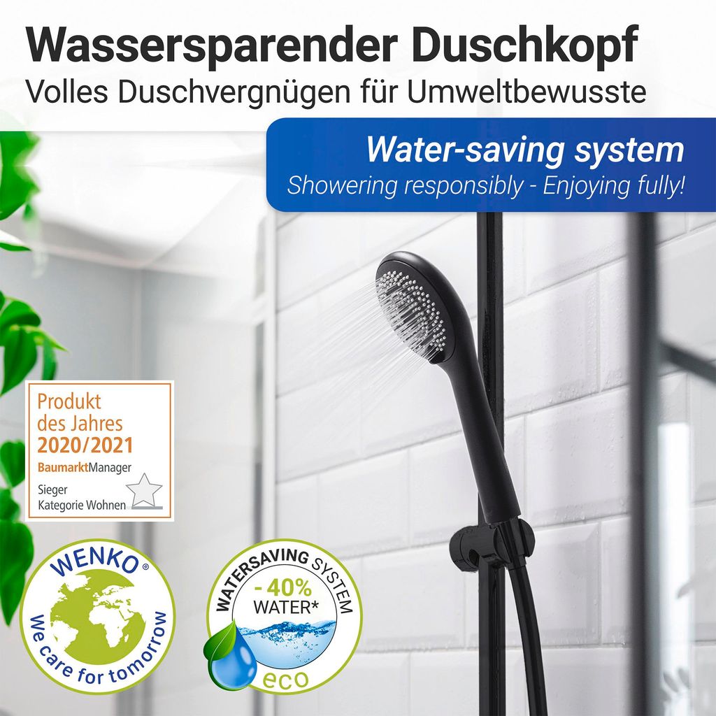 Pommeau de douche WENKO Douche de pluie WATERSAVING Ø11cm Image du produit 