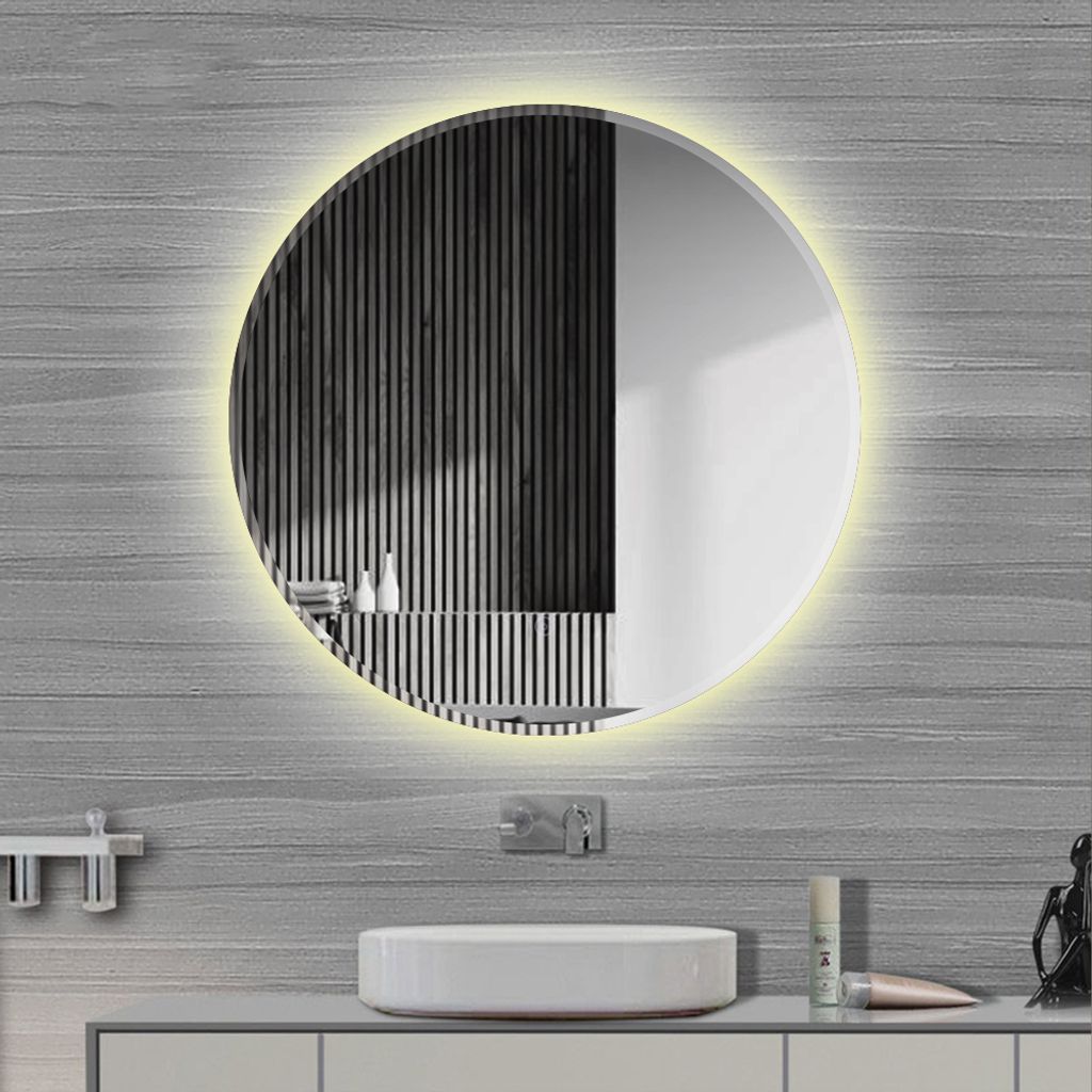led badspiegel rund 60cm wandspiegel badezimmerspiegel anti-fog für  badezimmer schlafzimmer make-up （warmweiß）