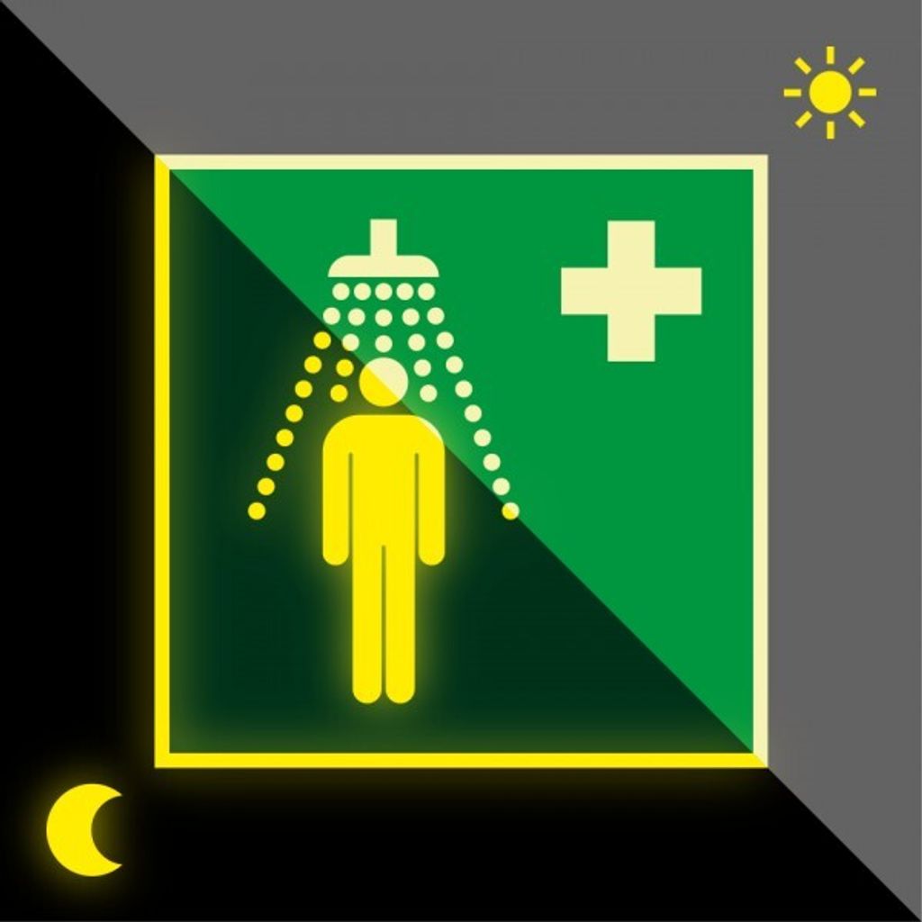 Schild | PERMALIGHT power langnachleuchtend Rettungszeichen Notdusche, ASR/IS...