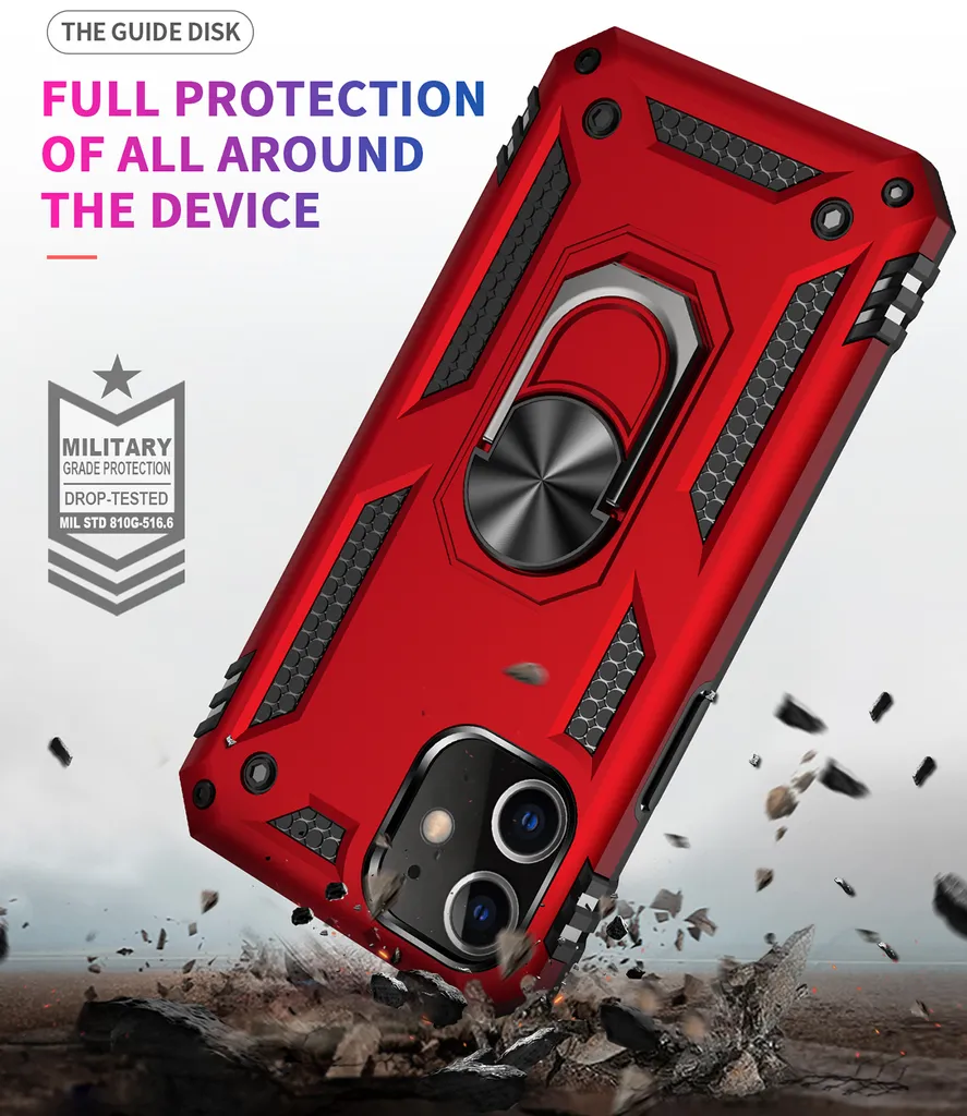Cover Protettiva iPhone 12 Mini Nera - Elegante, Robusta con Anello - 5