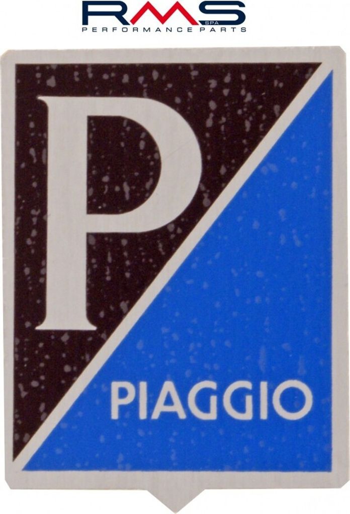 RMS Emblem " Piaggio " Aluminium, selbstklebend 34x47 mm kompatibel mit Vespa Sprint / VBA VBB etc.