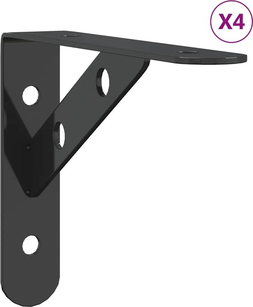 vidaXL Policové podpěry 4 ks 15x2,5x11,5 cm černá nerezová Obrázek produktu 