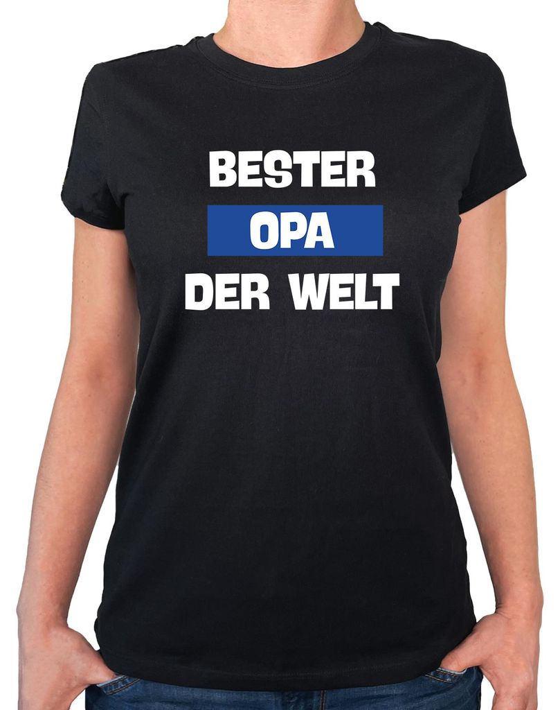 Huuraa Damen T-Shirt Bester Opa der Welt XXL Black Bio Baumwolle Fairtrade Damenshirt Geschenkidee
