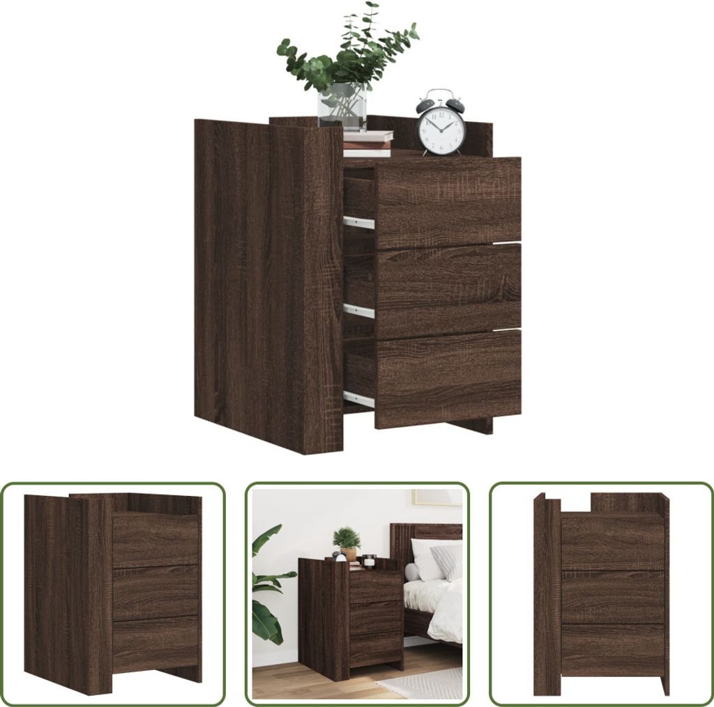 The Living Store Nachttisch Braun Eichen-Optik 45x50x65 cm Holzwerkstoff