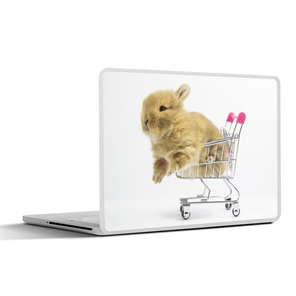 MuchoWow Laptop Aufkleber Sticker Cover Kaninchen - Baby - Weiß 40x30 cm - Laptop Dekoration - Selbstklebend