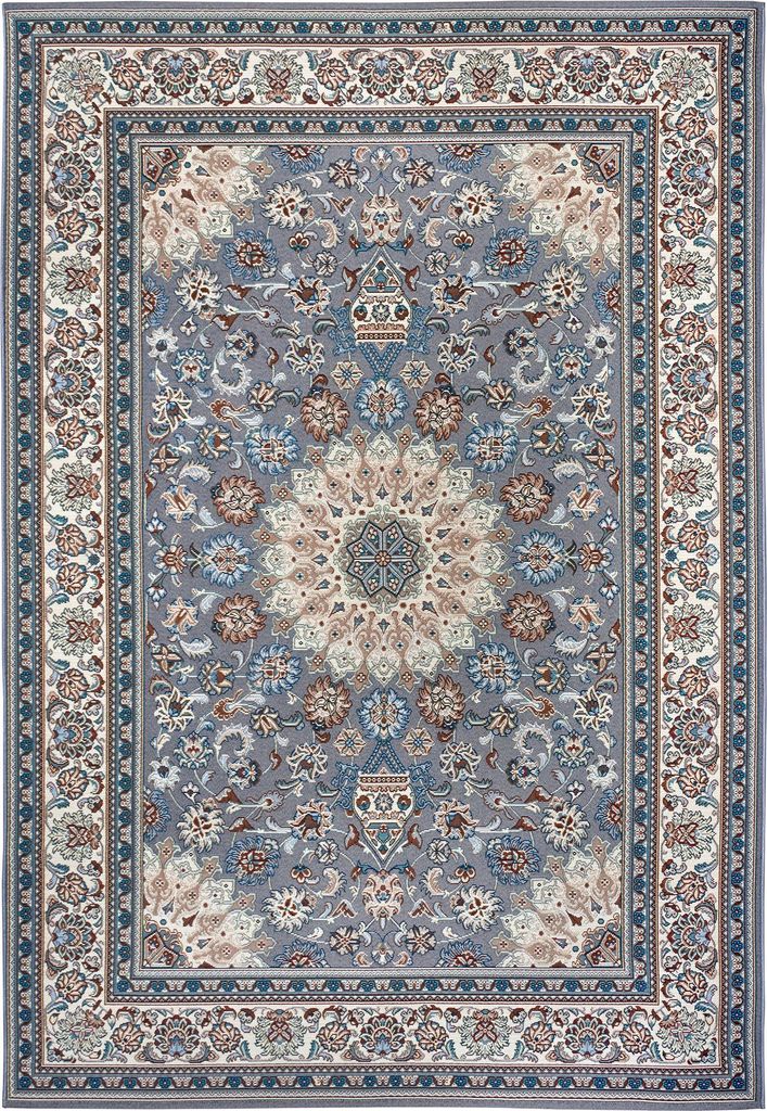 NYVI Teppich Flair - Wetterfest, UV-beständig, für Innen und Außen - Wohnteppich Outdoorteppich - 80x165 cm Rechteckig - Grau Creme Kadi