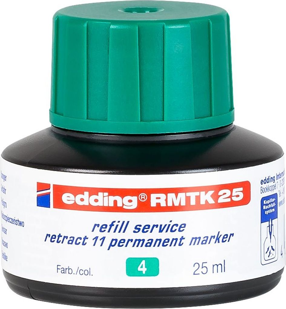Nachfülltinte edding RMTK 25 für edding Permanentmarker retract 11 25ml grün Packung mit 10 Stück