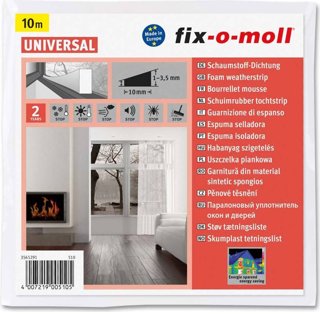 Schaumstoffdichtung fix-o-moll 10m x 10mm x 4mm
