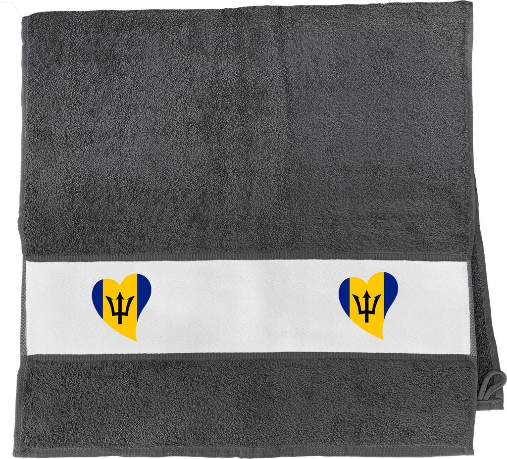 Huuraa Handtuch Barbados Flagge Herz 50x100cm Graphite Baumwolle Handtuch Geschenkidee