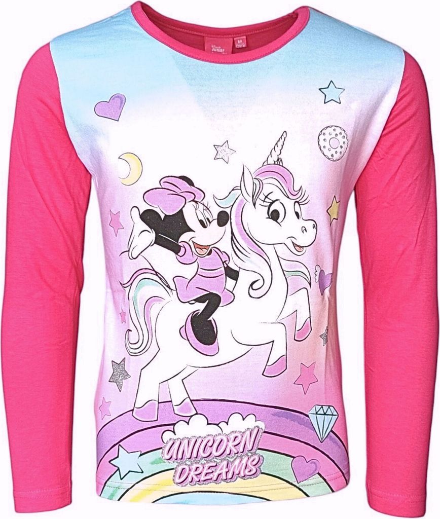 Langarmshirt Disney Minnie Mouse & Einhorn Dunkelpink 92 cm