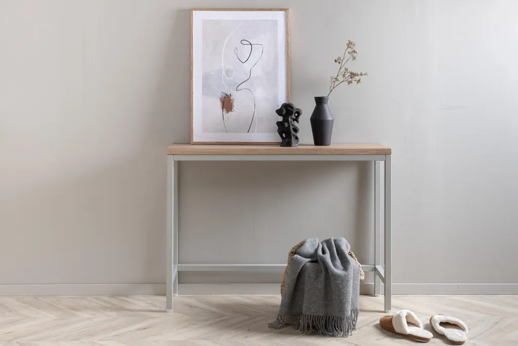 Table console Rise 30x110 cm finition frêne gris avec structure robuste - 4
