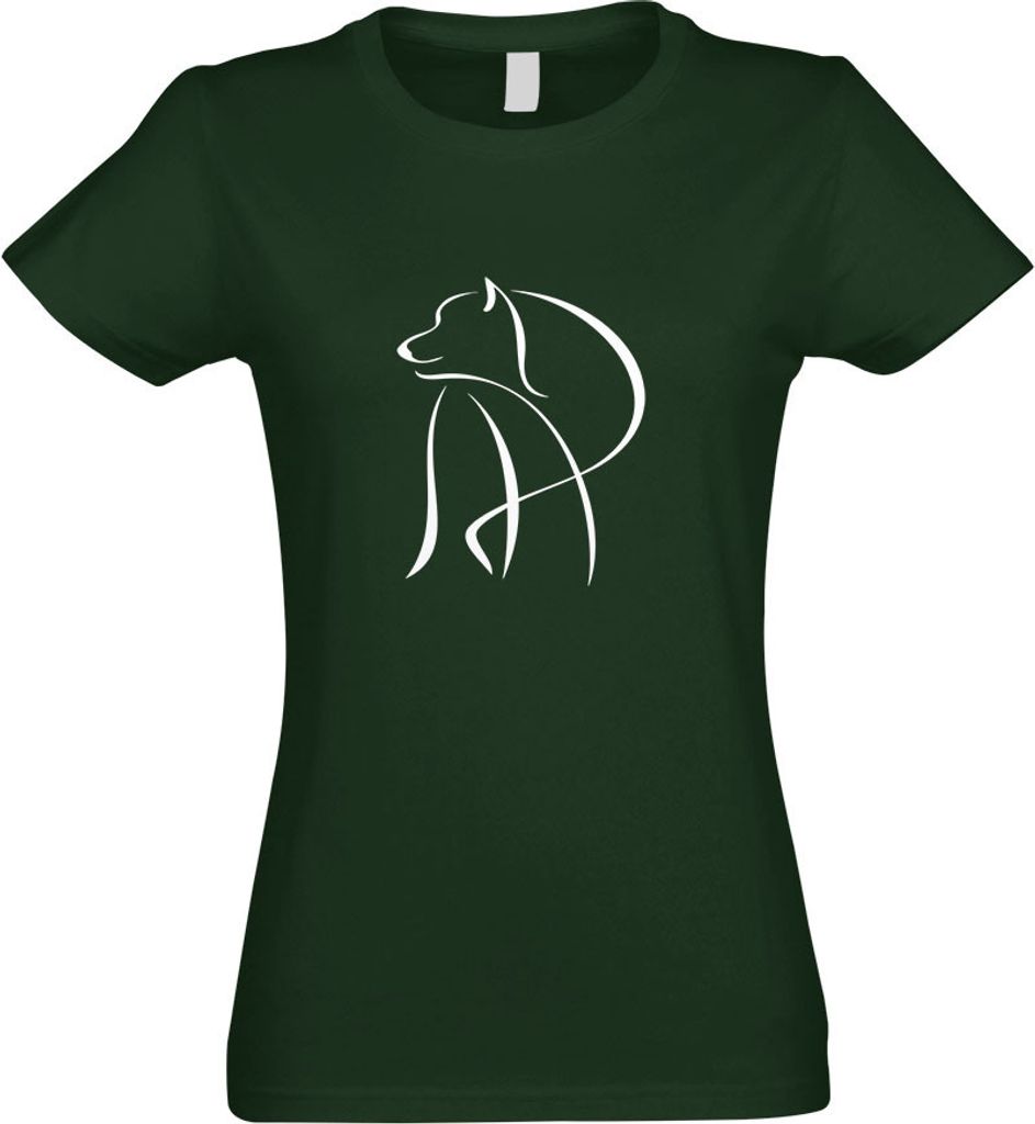 Kiwistar - T-Shirt tailliert - Damen - flaschengrün - Hund Motiv1 - mit Motiv Bedruckt - Funshirt Design - Sport - Freizeit - Damen - XXL