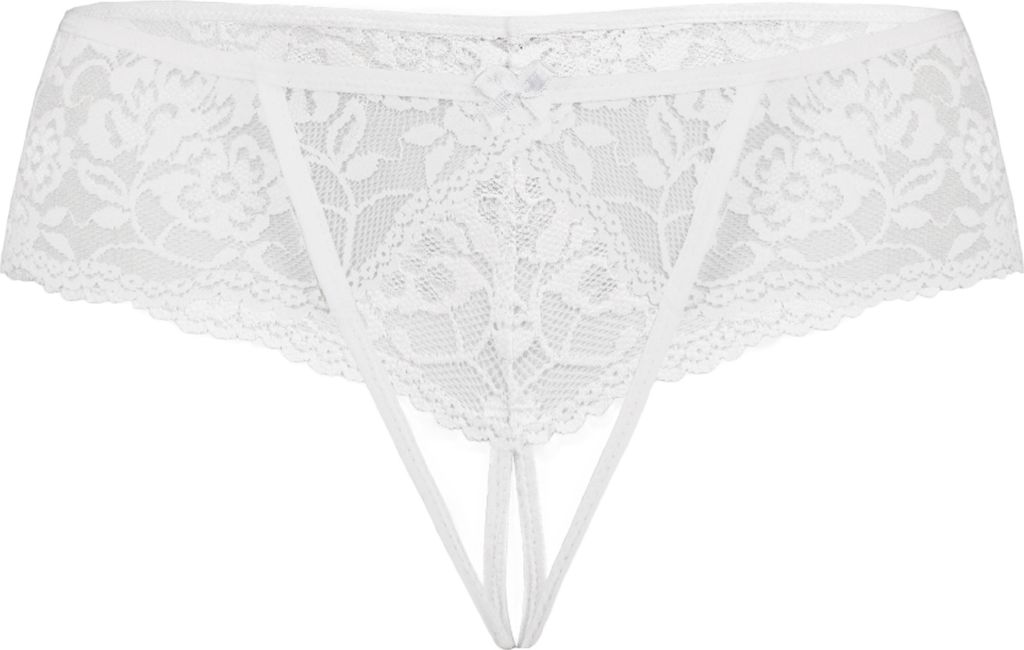 Teyli Ouvert Tanga mit floraler Spitze Devvi Female 3108T weiß L/XL