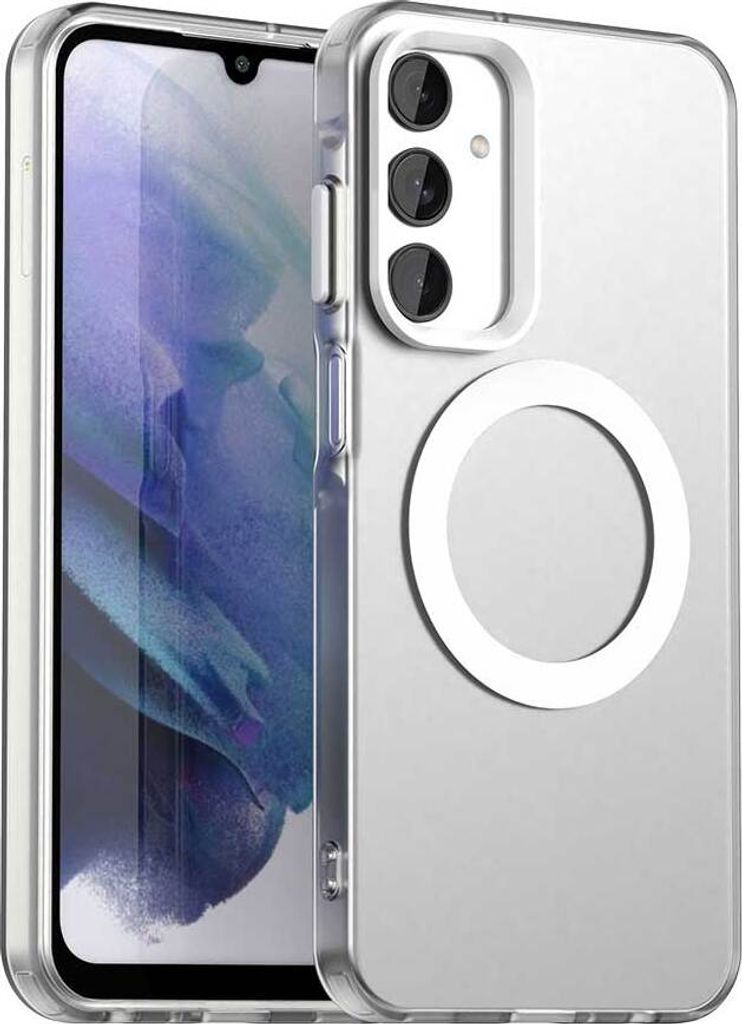 Magnetisch Hülle für Samsung Galaxy A25 5G, Schlank Durchscheinend Matt Stoßfest Handyhülle Weiß