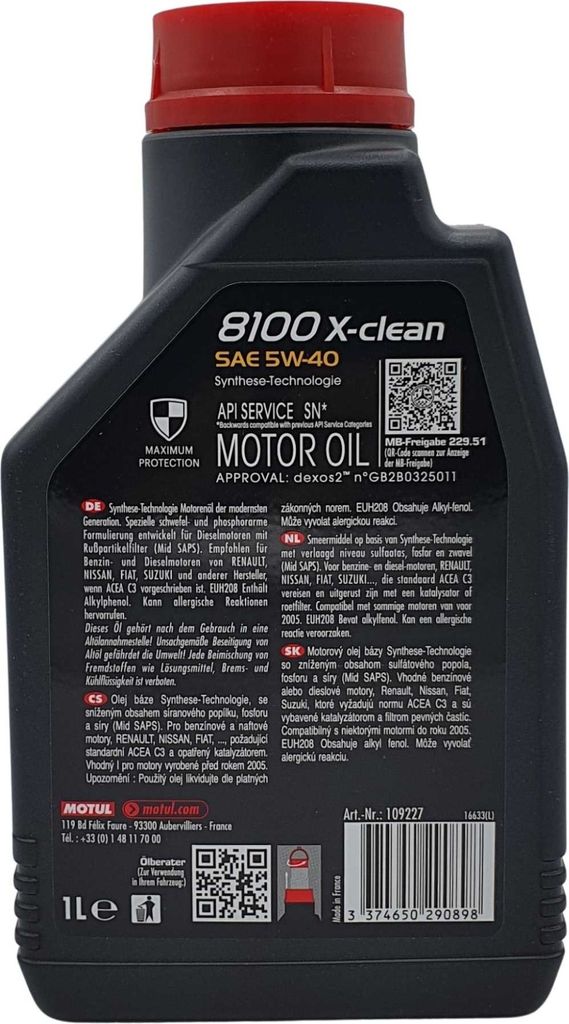 Motul 8100 X-clean 5W-40 1 Liter Produktbild 3