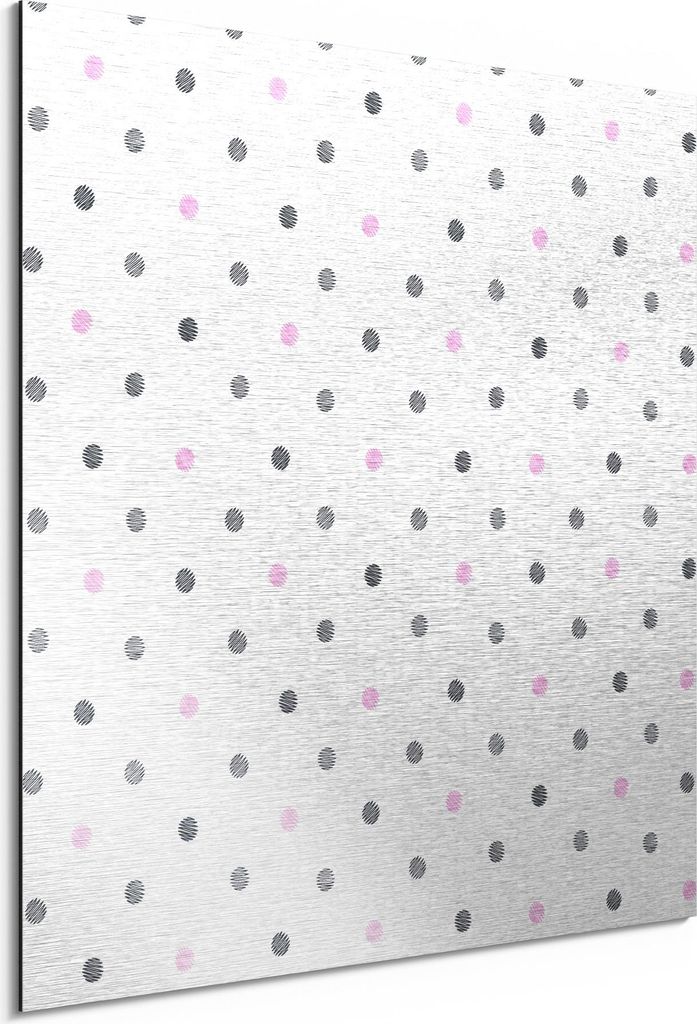 DEQORI Alu-Dibond Bild Silber 50x50 cm 'Pünktchenpoesie' Wandbild Metall dünn Design