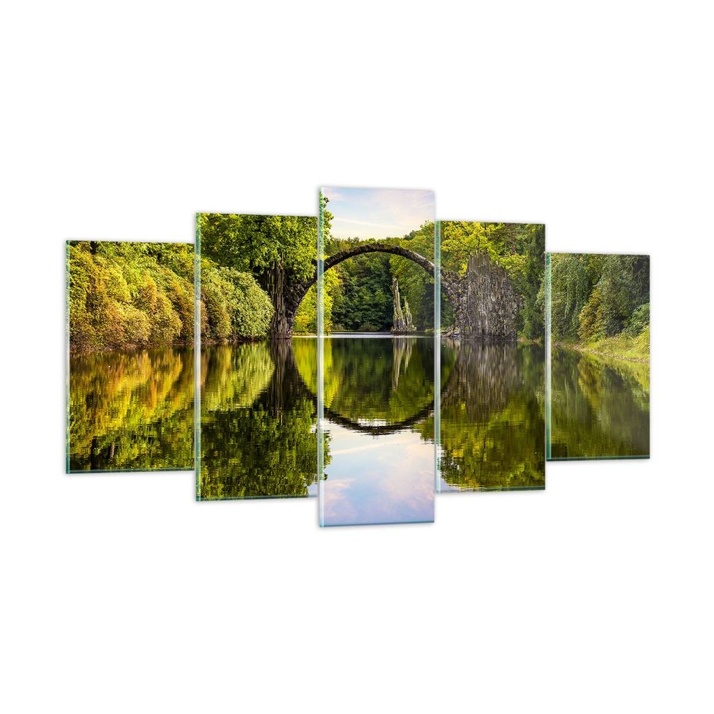 Bilder auf glas - Park Natur Wasser - 160x85cm - Glasbilder - Wandbilder - Kunstdruck - zum Aufhängen bereit - Wanddekoration aus Glas - Glas Bild...