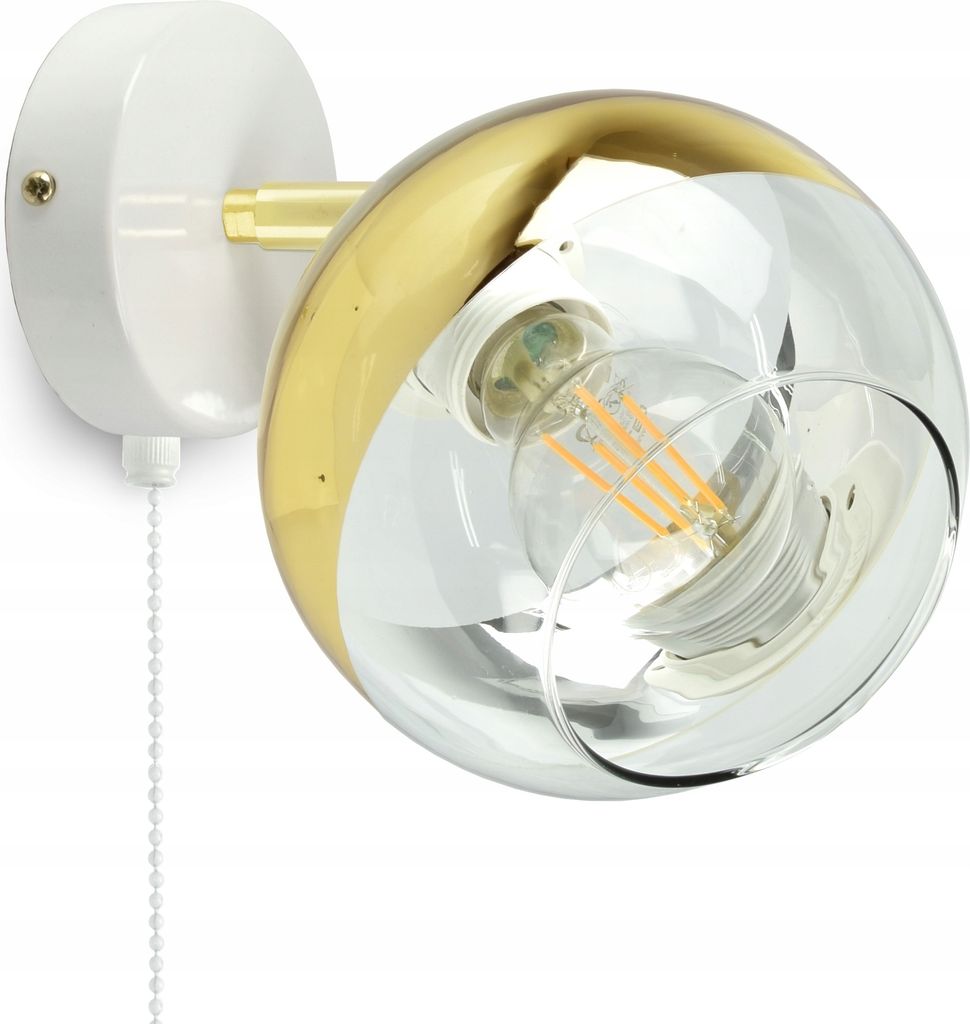 LUXOLAR - Wandlampe mit Schalter Weiß-Gold E27 60 W - Wandleuchte Innen Schwenkbar für Wohnzimmer, Küchen - Wandbeleuchtung