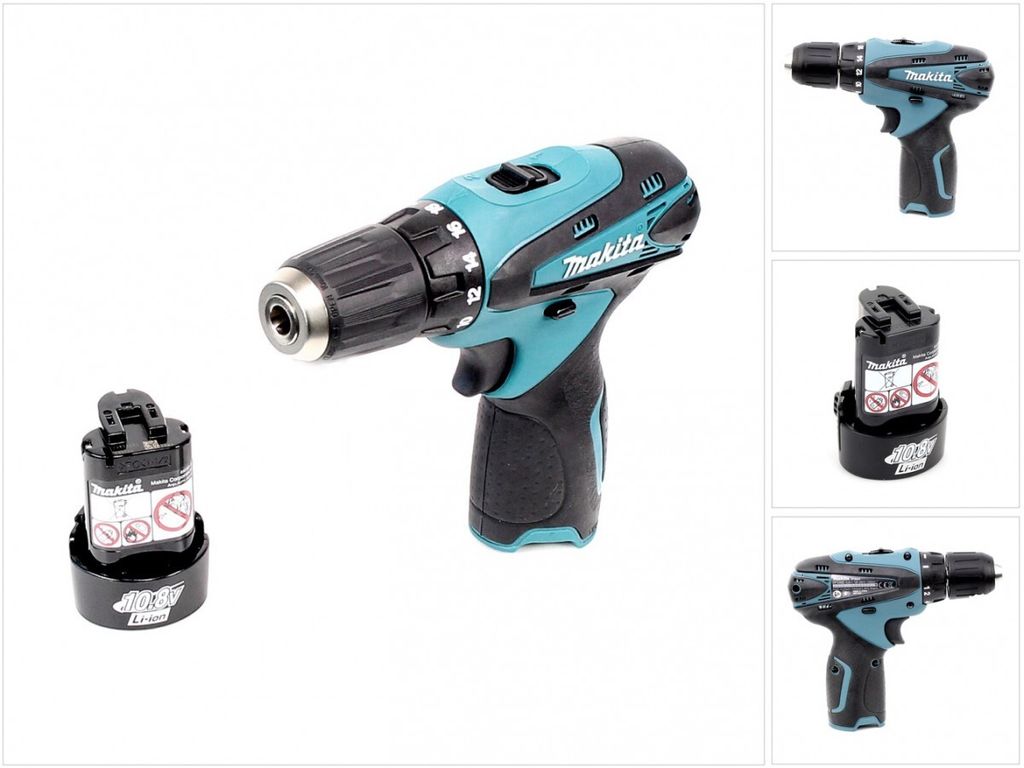 Makita DF 330 D 10,8 V Li-Ion Akku Bohrschrauber GRÜN mit 1x Makita BL1013 Akku, ohne Lader, ohne Koffer