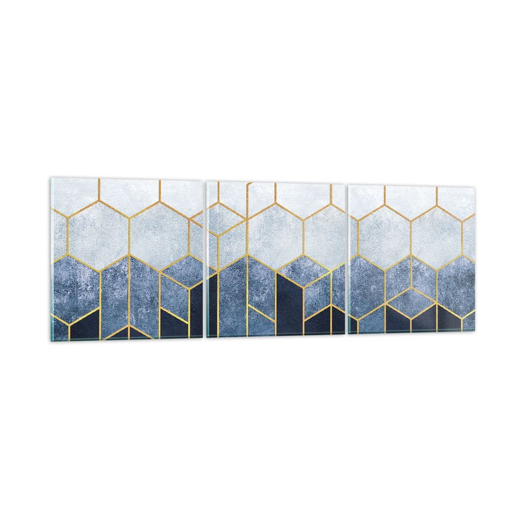 Bilder auf glas - 3 Teile - Abstraktion Figuren Geometrisch - 120x40cm - Glasbilder - Wandbilder - Bilder - Wanddekoration aus Glas - Glas Bilder -...