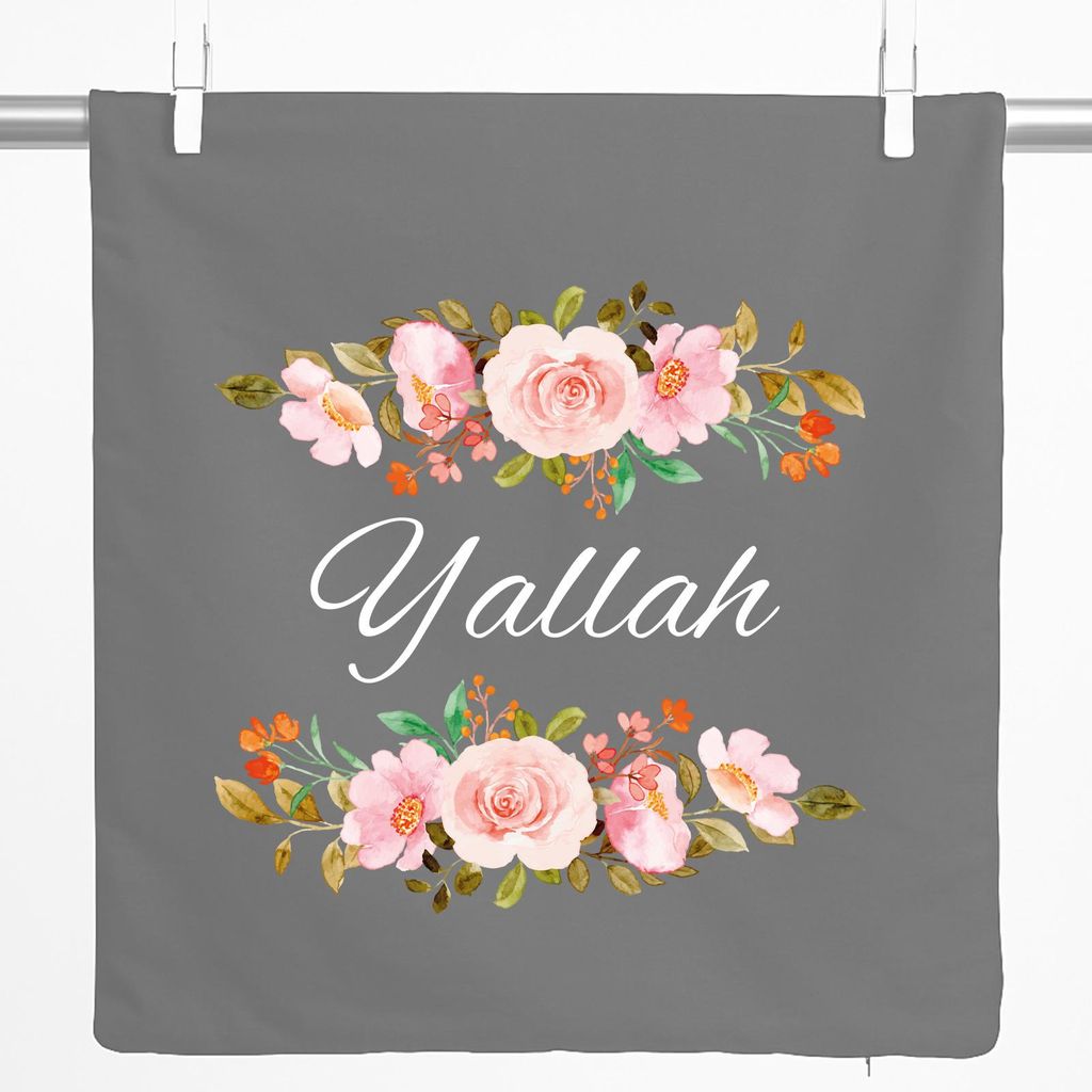 Huuraa Kissenbezug Yallah arabisch Blumen 40x40cm Steel Grey Baumwolle Dekokissenbezug Geschenkidee