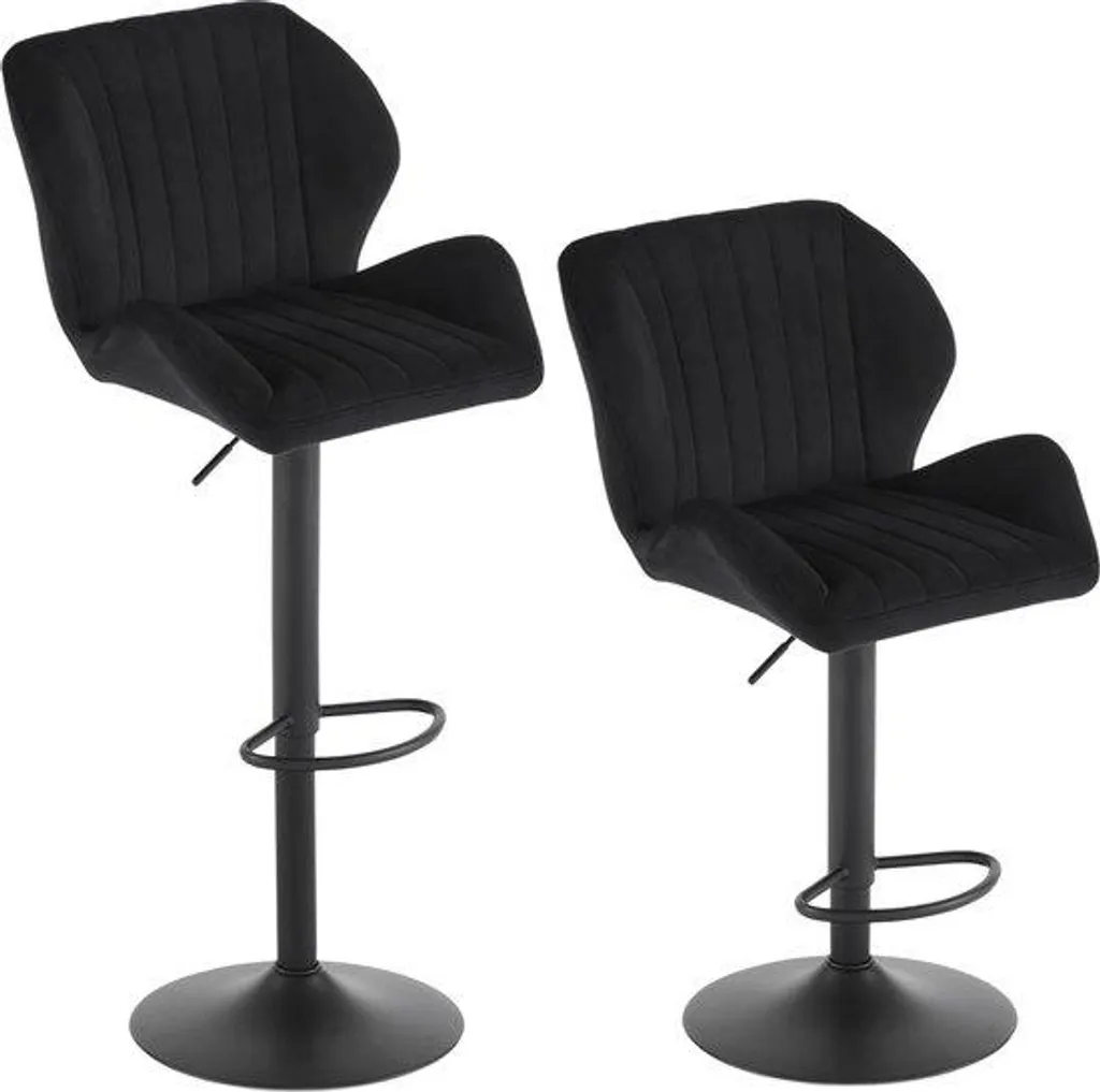 Tabourets en velours noir lot de 2 pour îlot central et comptoir de bar