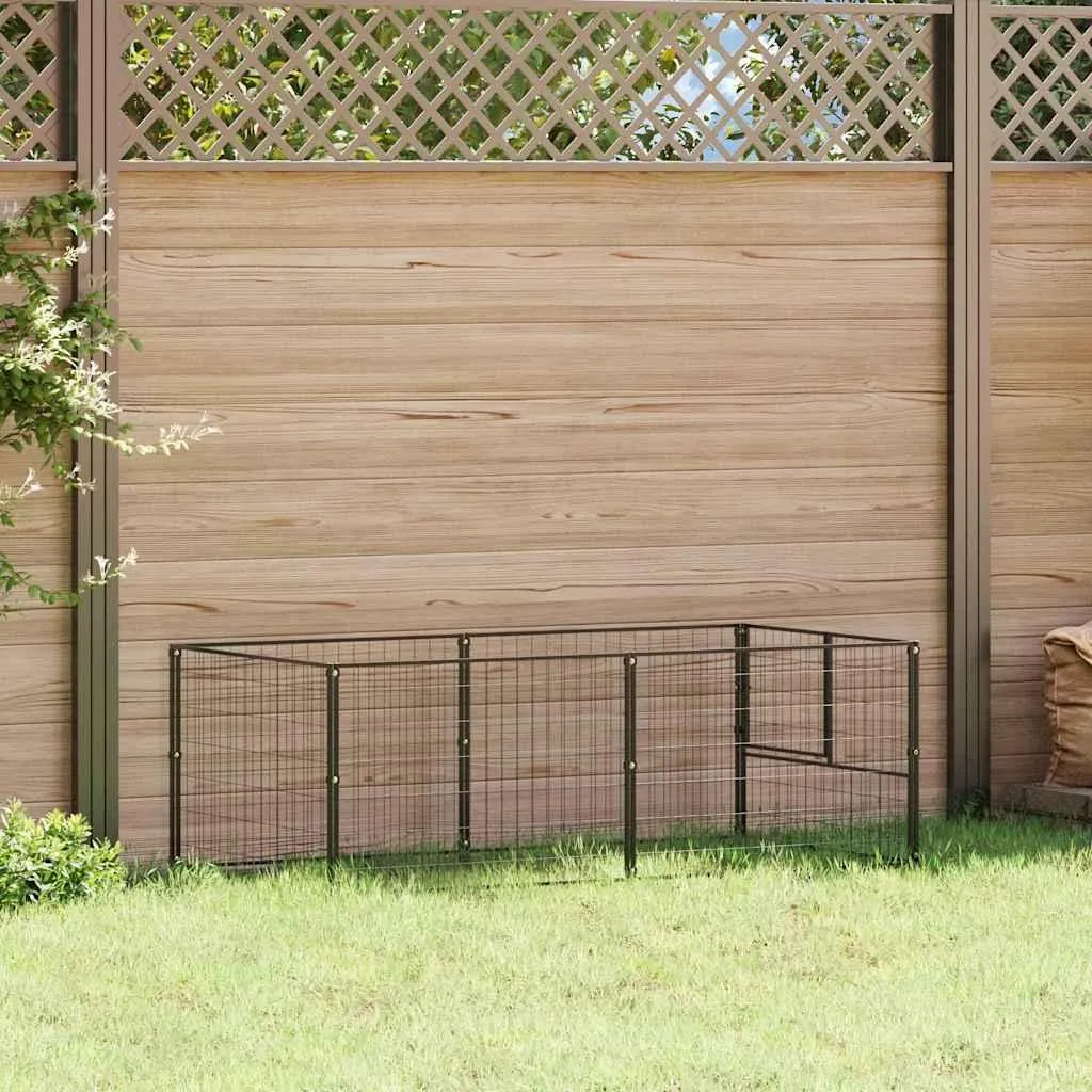 vidaXL Chenil extérieur noir 200x100x70 cm en acier résistant pour chien