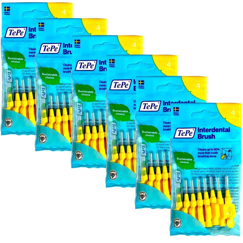 6x TePe Original Interdentalbürsten - 0,7 mm gelb - 6x 8 Stück