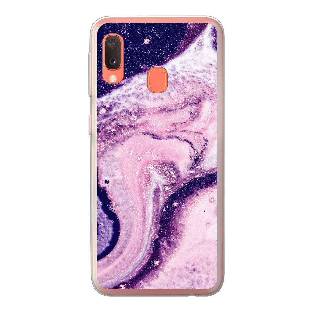 MuchoWow Handyhülle Schutzhülle Hülle für Samsung Galaxy A20e Marmor - Glitzer - Chic Silikon Softcase Handy Hülle - Abdeckung