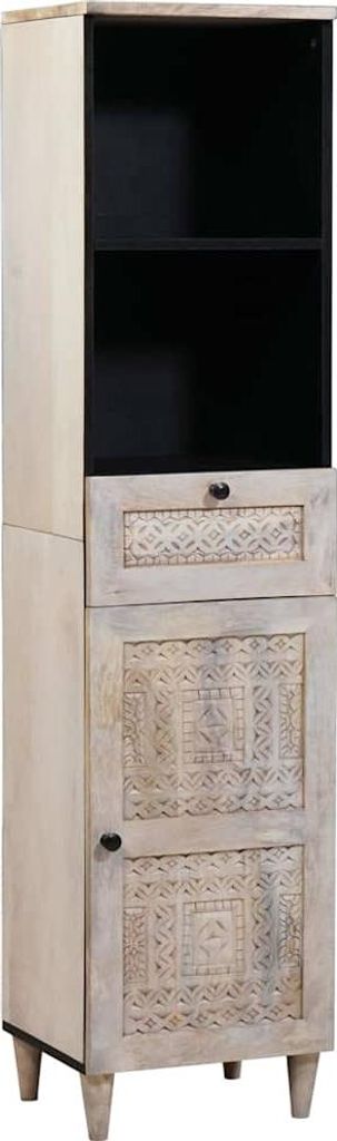 "Schlussverkauf" Badezimmerschrank mit Stauraum - Badschrank moderne - mit Regal Weiß 38x33x160 cm Holzwerkstoff C13332