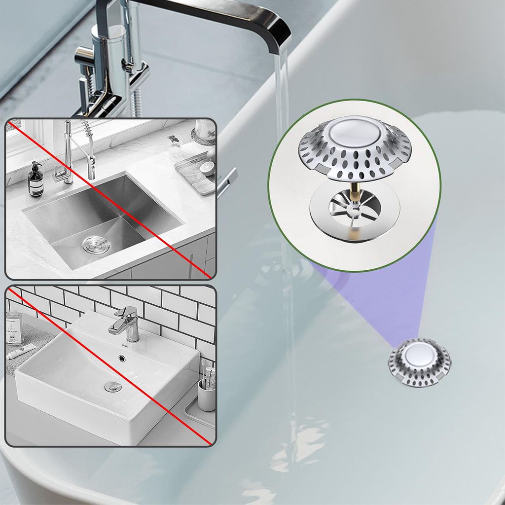 2-in-1 Badewannenstöpsel mit Sieb, Ablaufsieb Haarfänger, Produktbild 7