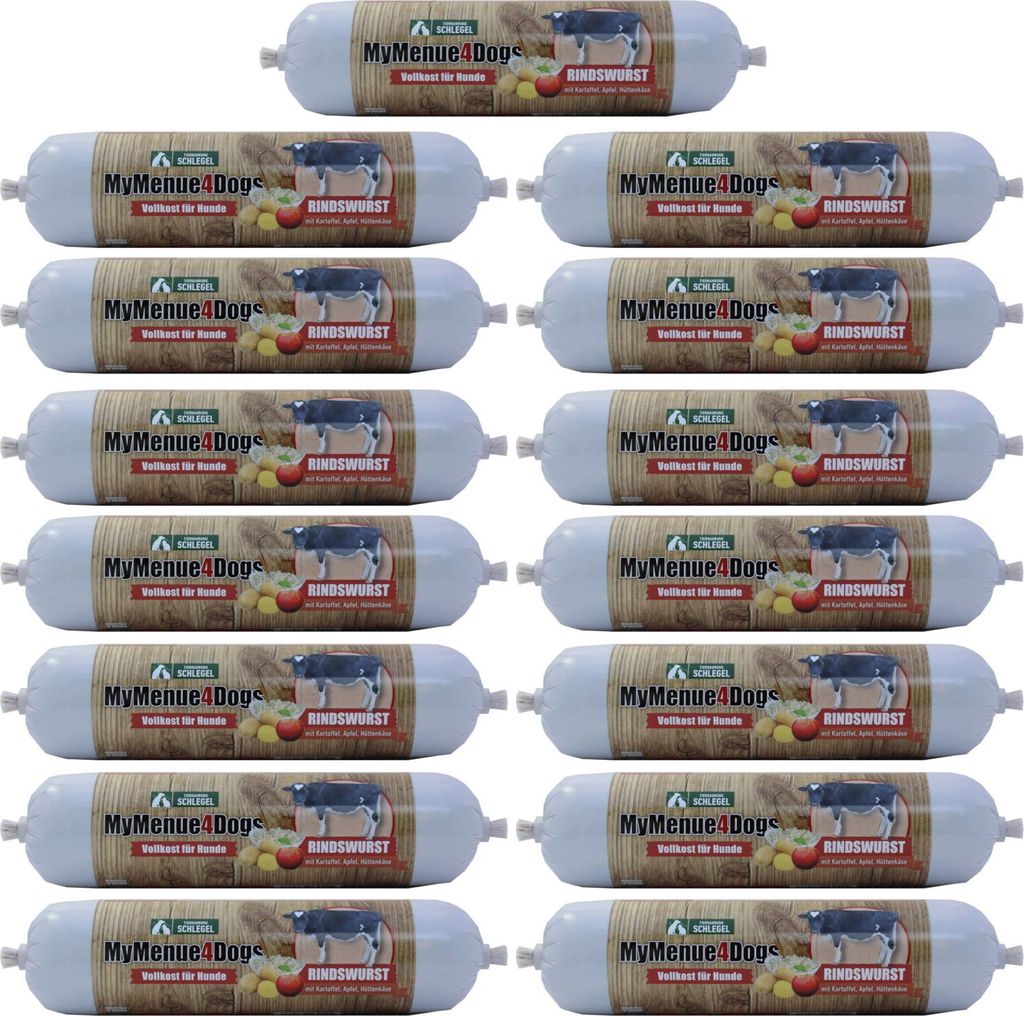 MyMenue4Dogs Hundefutter Rindswurst - 15x 400g
