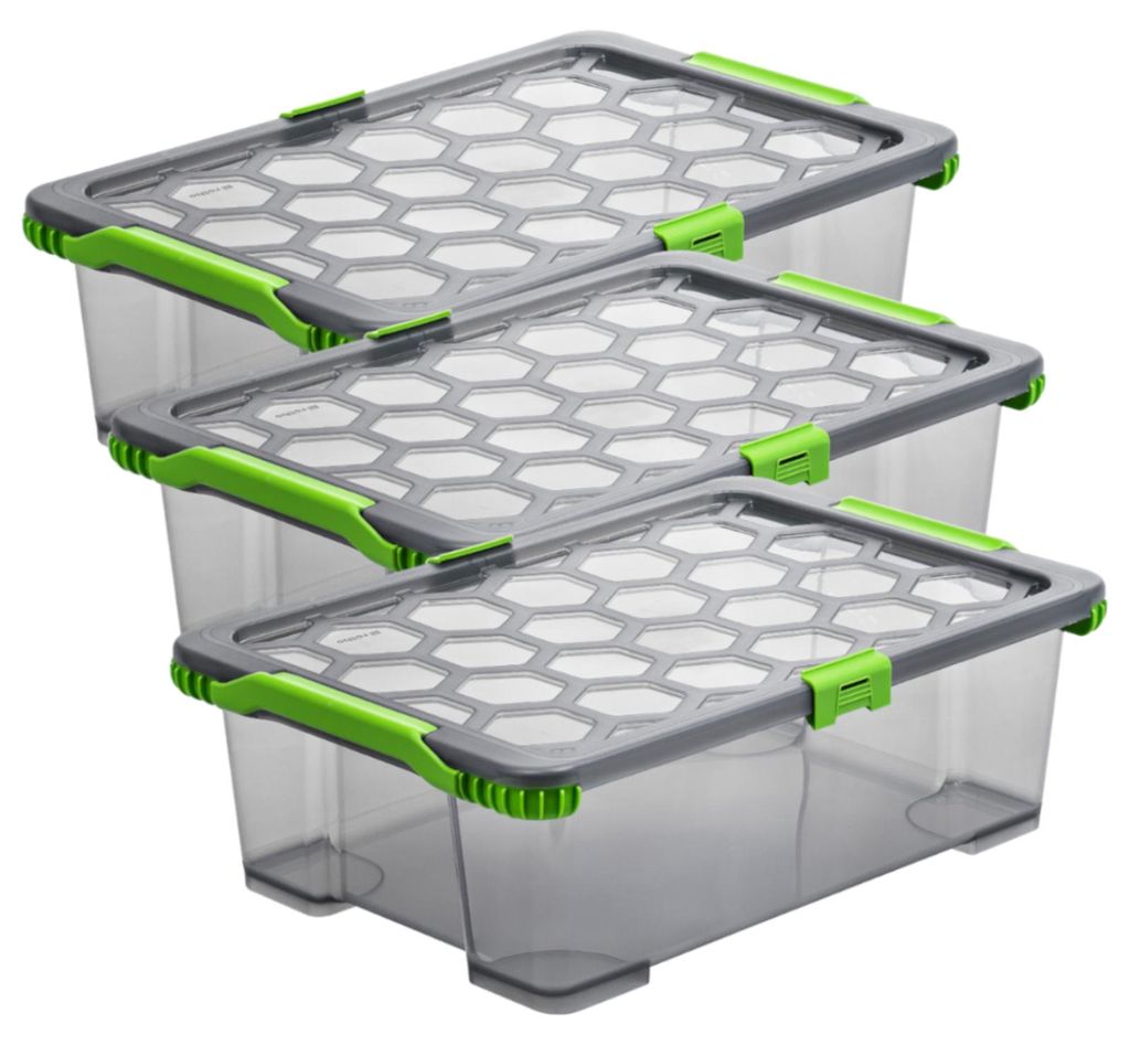 Rotho 3er Set Aufbewahrungsbox 30L Evo Total Protection - Produktbild 