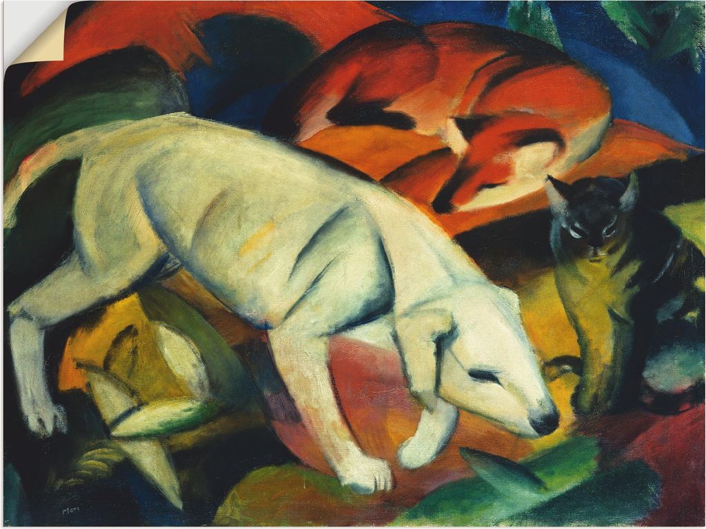 ARTland Wandbild, selbstklebend Drei Tiere (Hund Fuchs und Katze). 1912 Größe: 40x30 cm