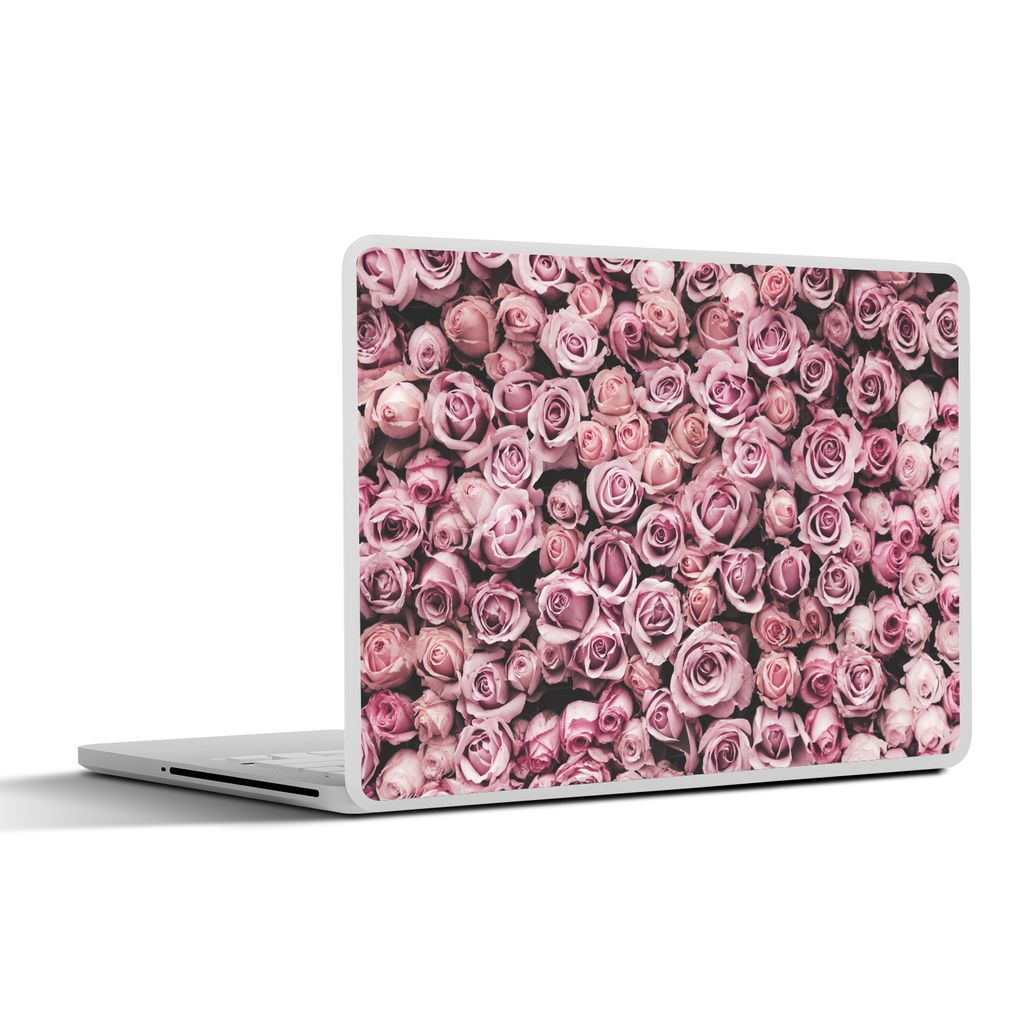 MuchoWow Laptop Aufkleber Sticker Cover Blumen - Rosen - Natur - Rosa - Botanisch 25x18 cm - Laptop-Deko