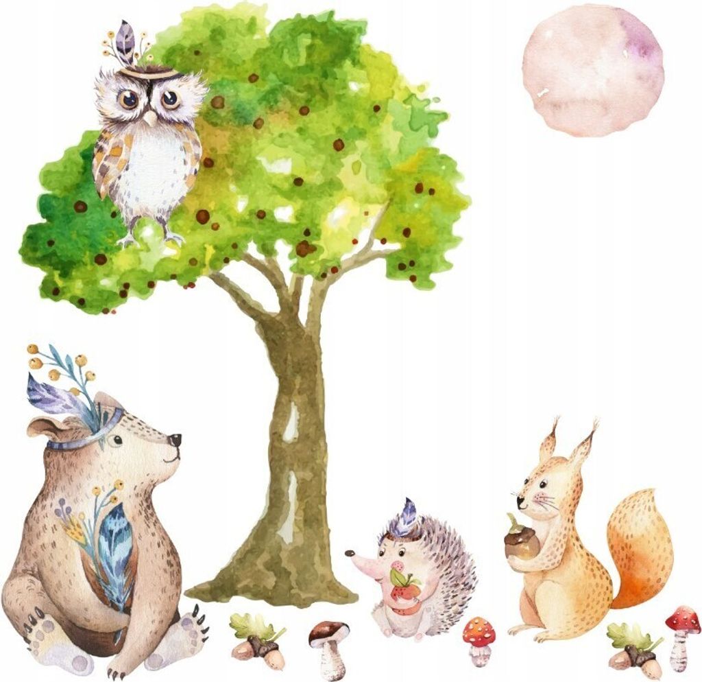 Wandtattoo Waldtiere, Wald, mit umweltfreundlichen, geruchsneutralen Druckfarben - Wandsticker, Wandaufkleber Kinder 150 x 250 cm
