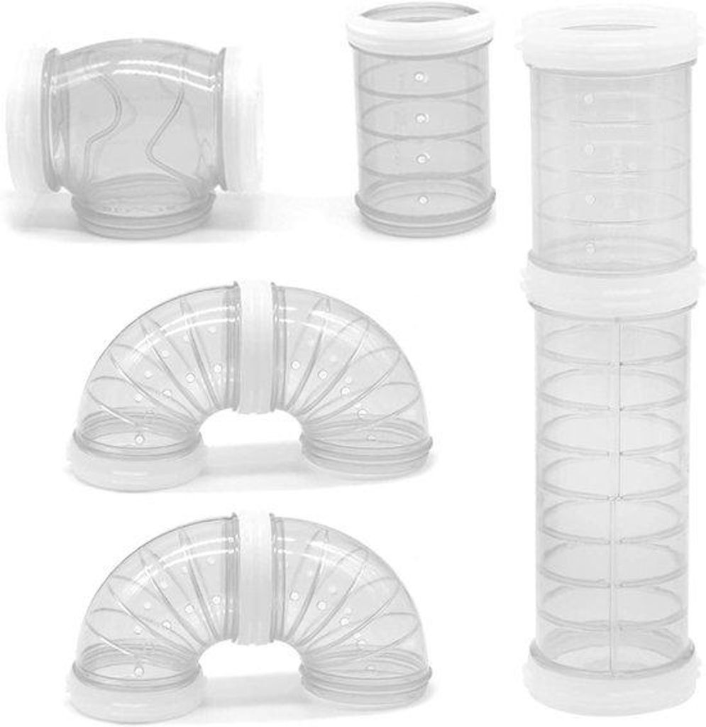 Set von 8 transparenten gebogenen Mauselöchern - DIY-Tunnel für Maus, Hamster, Rat und andere kleine Haustiere