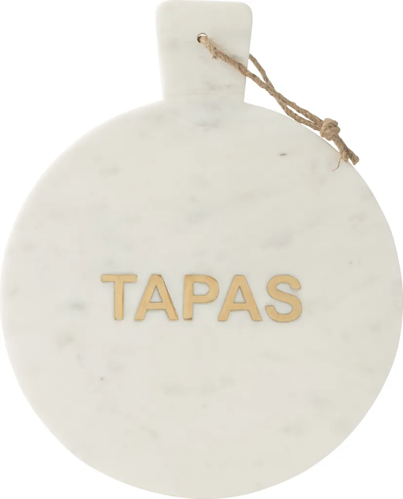 Plateau à Fromage J-Line Rond en Marbre Blanc pour Tapas Chic Ø 30cm