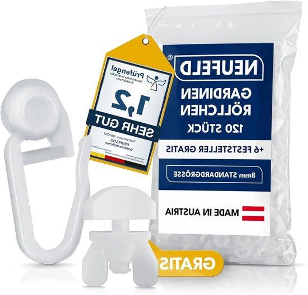 Supports et maillons pour rideaux avec freins inclus - Lot de 120 pièces