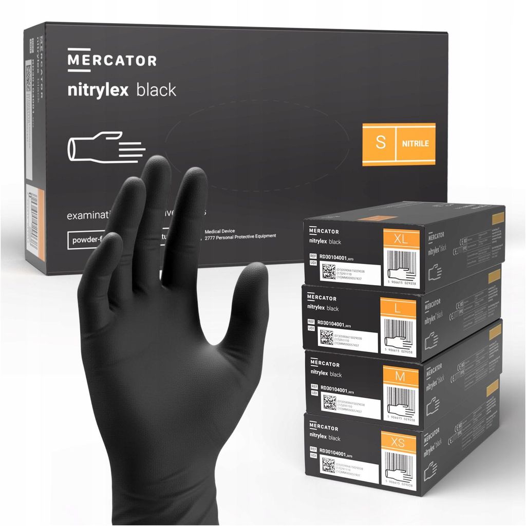 Nitrilhandschuhe, Robuste Schwarze Handschuhe, 100 Stück, Grösse S, Schwarz