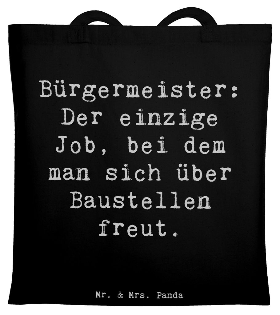 Mr. & Mrs. Panda Jutebeutel Spruch Bürgermeister Freude - Schwarz - Geschenk, Gemeinde, Tasche, Schultasche, kreative Geschenke, Engagement, Herau...