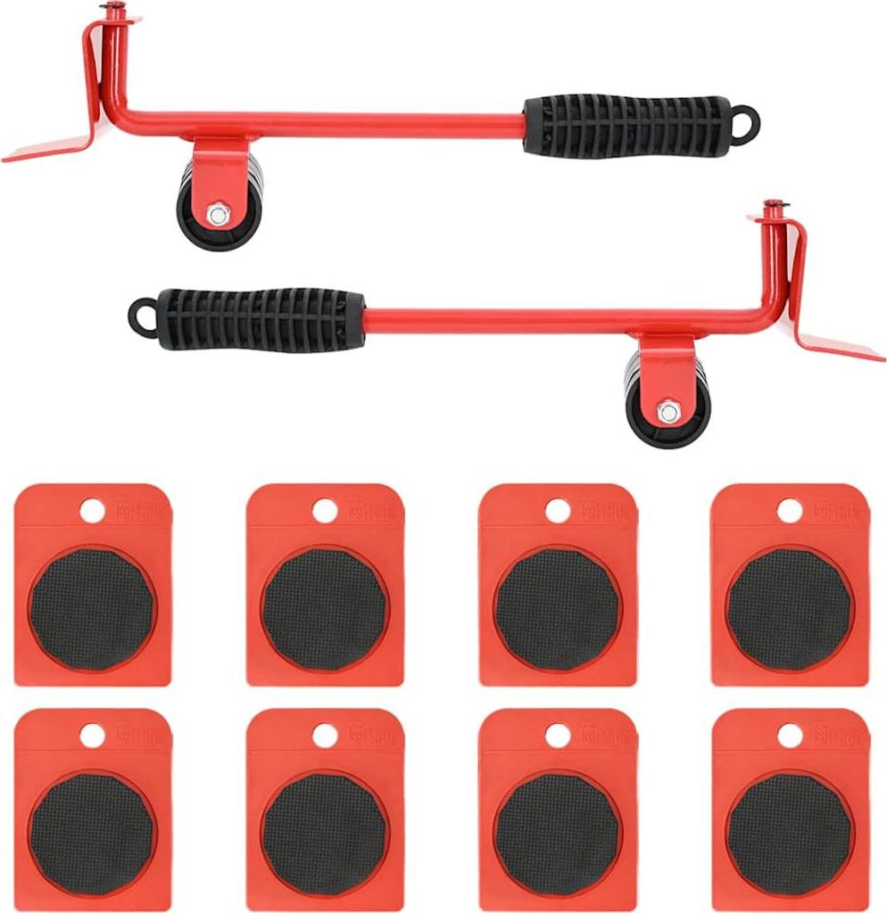 Möbelrollen 8 Stück mit Hebern Rot 9,8x7,5x3 cm 150 kg