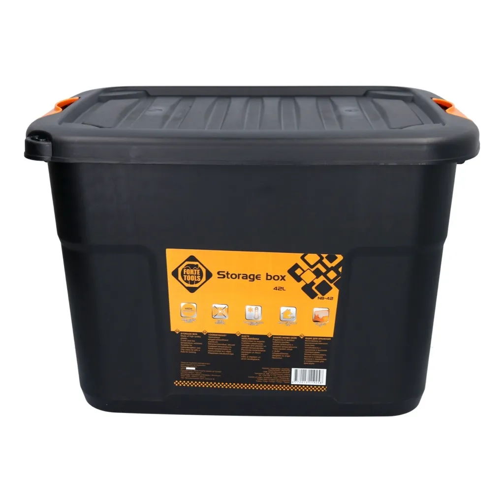Boîte de rangement empilable et verrouillable FORTE Tools 42L solide - 3
