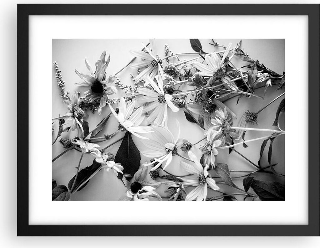 Gerahmtes Poster - Schwarzer Rahmen - Blumen Schwarzweiß Fotografie - 40x30 cm - Wand Bild - Wanddeko - Wandbilder - Kunstposter - Wandposter - Bi...